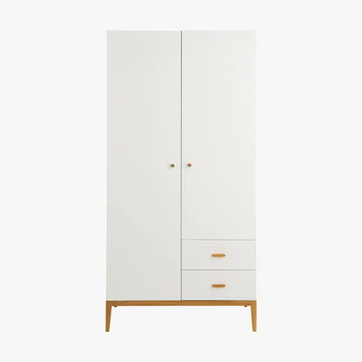 Habitat Tatsuma Ash White 2 Door Wardrobe, White