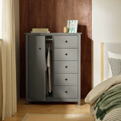 Habitat Habitat Brookyln 1 Door 5 Drawer Short Wardrobe - Grey