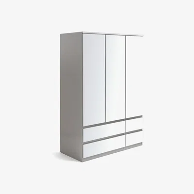 Habitat Habitat Jenson Gloss 3 Dr 4 Drw Mirrored Wardrobe - Grey