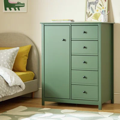 Habitat Habitat Brooklyn 1 Door 5 Drawer Short Wardrobe - Sage Green