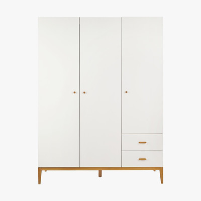 Habitat Tatsuma Ash White 3 Door Wardrobe, White And Ash