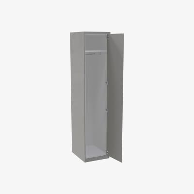 Homebase House Beautiful Escape Fitted Look Single Wardrobe, White Carcass - Gloss Grey Handleless Door (W) 490mm x (H) 2226mm