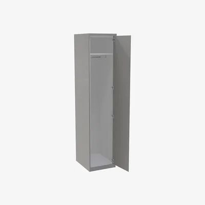 Homebase House Beautiful Escape Fitted Look Single Wardrobe, White Carcass - Gloss Grey Handleless Door (W) 490mm x (H) 2226mm