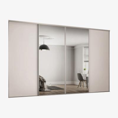 Homebase Classic 4 Door Sliding Wardrobe Kit Cashmere Panel/Mirror with Cashmere Frame (W)2978mm x (W)2260mm