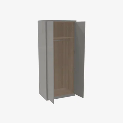 Homebase House Beautiful Honest Fitted Look Double Wardrobe, Oak Effect Carcass - Gloss Grey Slab Doors (W) 940mm x (H) 2226mm