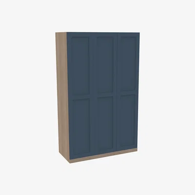 Homebase House Beautiful Realm Triple Wardrobe, Oak Effect Carcass - Navy Blue Shaker Doors (W) 1350mm x (H) 2196mm