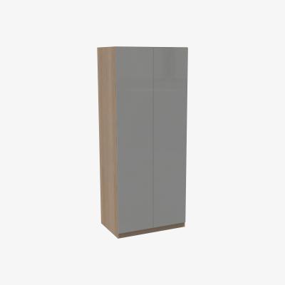 Homebase House Beautiful Honest Double Wardrobe, Oak Effect Carcass  - Gloss Grey Slab Door (W) 900mm x (H) 2196mm