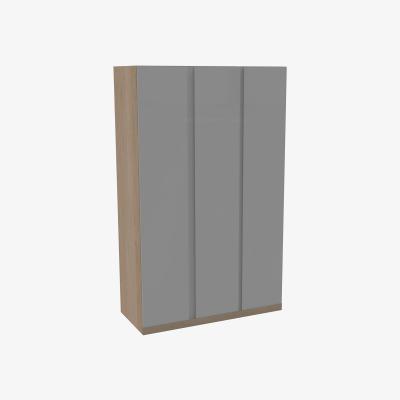 Homebase House Beautiful Escape Triple Wardrobe, Oak Effect Carcass - Gloss Grey Handleless Door (W) 1350mm x (H) 2196mm