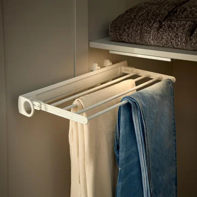 Homebase Fitted Bedroom Internal Wardrobe Storage - Pull-Out Trouser/Skirt Rack