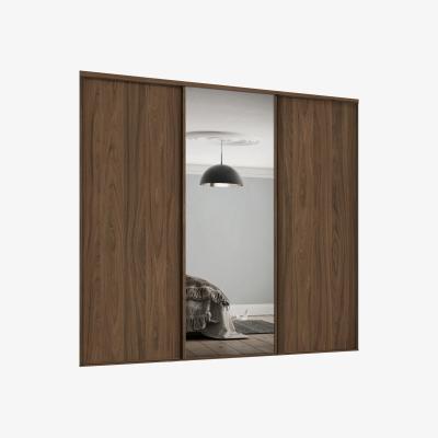 Homebase Classic 3 Door Sliding Wardrobe Kit Walnut Panel/ Mirror with Walnut Frame (W)2672mm x (H)2260mm