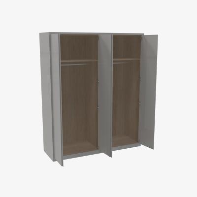 Homebase House Beautiful Escape Fitted Look Quad Wardrobe, Oak Effect Carcass - Gloss Grey Handleless Doors (W) 1840mm x (H) 2226mm