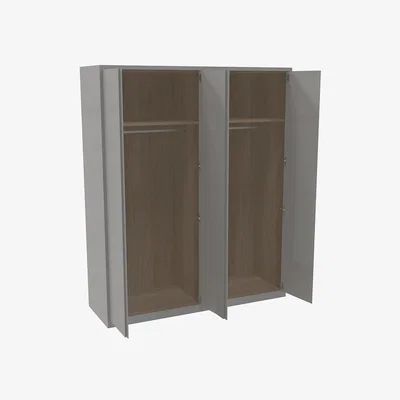 Homebase House Beautiful Escape Fitted Look Quad Wardrobe, Oak Effect Carcass - Gloss Grey Handleless Doors (W) 1840mm x (H) 2226mm