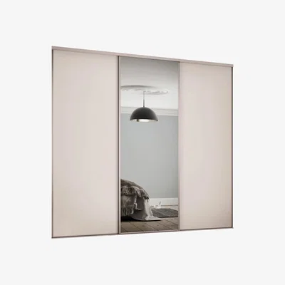 Homebase Classic 3 Door Sliding Wardrobe Kit Cashmere Panel/Mirror with Cashmere Frame (W)1760mm x (H)2260mm