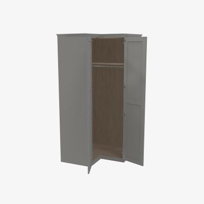 Homebase House Beautiful Realm Fitted Look Corner Wardrobe, Oak Effect Carcass - Grey Shaker Doors (W) 1103mm x (H) 2256mm