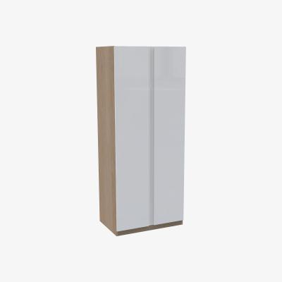 Homebase House Beautiful Escape Double Wardrobe, Oak Effect Carcass - Gloss White Handleless Door (W) 900mm x (H) 2196mm