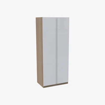 Homebase House Beautiful Escape Double Wardrobe, Oak Effect Carcass - Gloss White Handleless Door (W) 900mm x (H) 2196mm