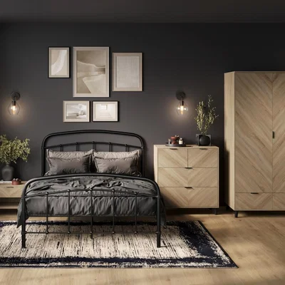 Homebase Stockholm Chevron 2 Door Wardrobe