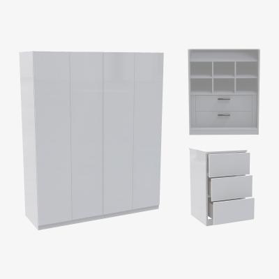 Homebase House Beautiful Honest Quad Wardrobe Bedroom Set, White Carcass - Gloss White Slab Doors