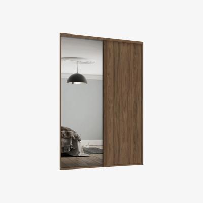 Homebase Classic 2 Door Sliding Wardrobe Kit Walnut Panel/Mirror with Walnut Frame  (W)1185mm x (H)2260mm