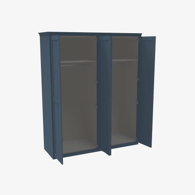 Homebase House Beautiful Realm Fitted Look Quad Wardrobe, Grey Carcass - Navy Blue Shaker Doors (W) 1901mm x (H) 2256mm