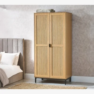 Happy Beds Sia Oak 2 Door Wooden Wardrobe