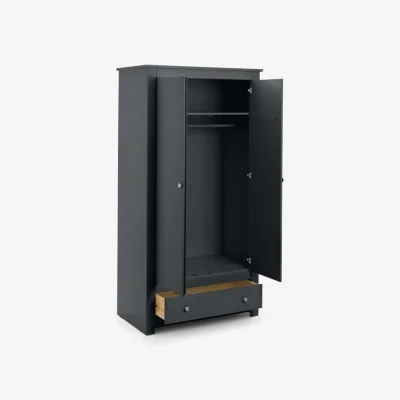 Happy Beds Radley - 2 Door Combination Wardrobe - Grey - Wooden - Happy Beds