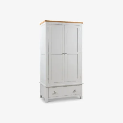 Happy Beds Richmond - 2 Door Combination Wardrobe - Grey/Oak - Wooden - Happy Beds