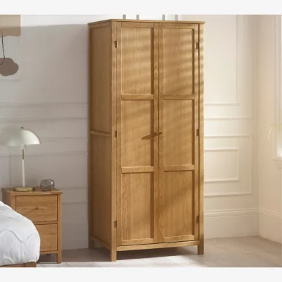 Happy Beds Coxmoor – 2 Door Wardrobe – Oak – Wooden - Happy Beds