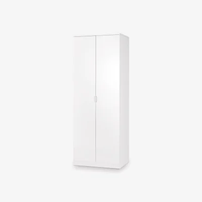 Happy Beds Manhattan - Gloss 2 Door Wardrobe - White - Wooden - Happy Beds