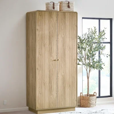 Happy Beds Ingrid - 2 Door Wardrobe - Light Oak - Wooden - Happy Beds