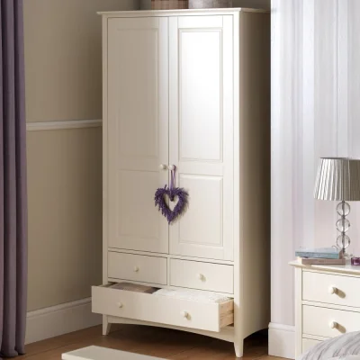 Happy Beds Cameo - Combination Wardrobe - Stone White - Wooden - Happy Beds