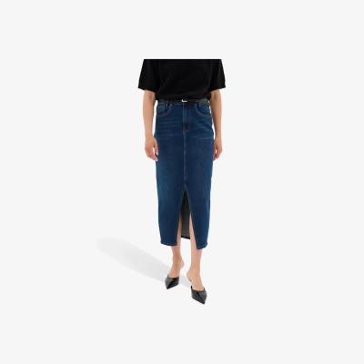 John Lewis MY ESSENTIAL WARDROBE Dango Denim Midi Skirt, Dark Blue Wash
