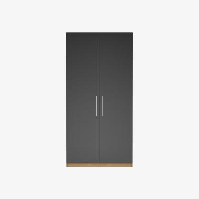 John Lewis ANYDAY John Lewis & Partners Mix it T-bar Handle Double Wardrobe, Gloss House Steel/Natural Oak