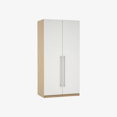 John Lewis ANYDAY John Lewis & Partners Mix It Stainless Steel Long T-Bar Handle, Double Wardrobe with Internal Drawers, Gloss White Slab/Natural Oak
