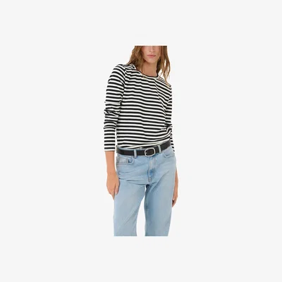 John Lewis MY ESSENTIAL WARDROBE Dana Stripe Slim Fit Top, Black/Off White