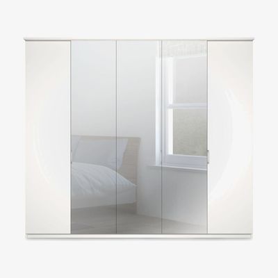 John Lewis John Lewis & Partners Elstra 250cm Mirrored 5 Hinged Doors Wardrobe