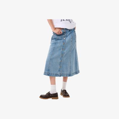 John Lewis MY ESSENTIAL WARDROBE Dango Button Front Denim Skirt, Light Blue Retro Wash