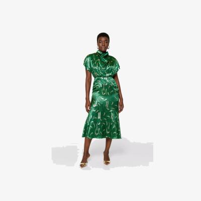 John Lewis Closet London Cowl Neck A-Line Satin Midi Dress, Green
