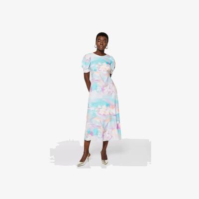John Lewis Closet London Abstract V-Back Midi Dress, Multi