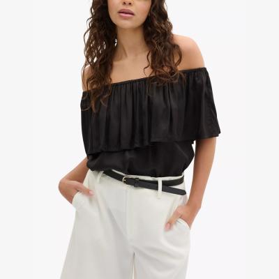 John Lewis MY ESSENTIAL WARDROBE Melissa Bardot Ruffle Top, Black