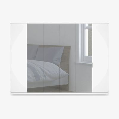 John Lewis John Lewis & Partners Elstra 300cm Mirrored 6 Hinged Doors Wardrobe