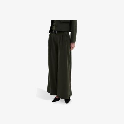 John Lewis MY ESSENTIAL WARDROBE Hace Wide Leg Trousers, Dark/Green