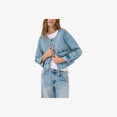 John Lewis MY ESSENTIAL WARDROBE Dango Round Neck Denim Jacket, Mid Blue