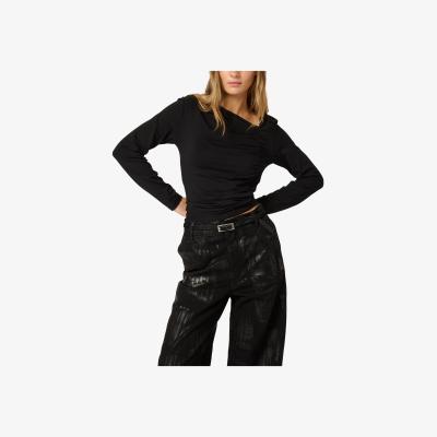John Lewis MY ESSENTIAL WARDROBE Allura Asymmetric Ruche Top, Black