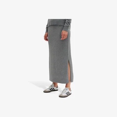 John Lewis MY ESSENTIAL WARDROBE Emma Pencil Knitted Maxi Skirt, Smoked Pearl Melange