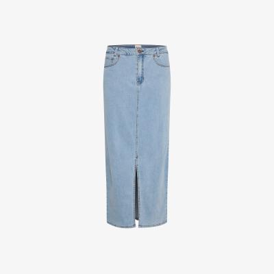 John Lewis MY ESSENTIAL WARDROBE Lara 115 Straight Fit Denim Maxi Skirt, Light Blue Wash