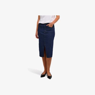 John Lewis MY ESSENTIAL WARDROBE Dekota Denim High-Waisted Midi Skirt, Dark Blue
