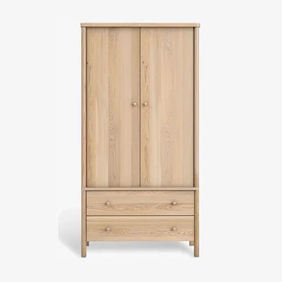 John Lewis John Lewis & Partners Spindle Double Wardrobe with 2 Drawers, Oak