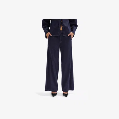 John Lewis MY ESSENTIAL WARDROBE Lara Wide Leg Jeans, Dark Blue Un-wash