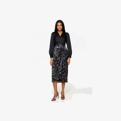 John Lewis Closet London Wrap 2-In-1 Draped Skirt Dress, Black